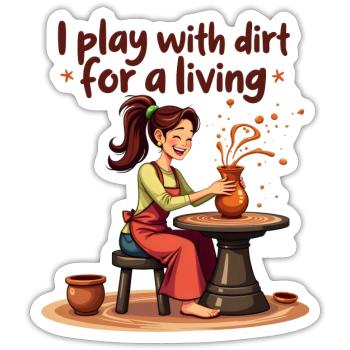 Je joue avec la terre pour gagner ma vie - Clay Pottery Clay - Sticker taille S (10 x 10 cm) - blanc mat - Devant