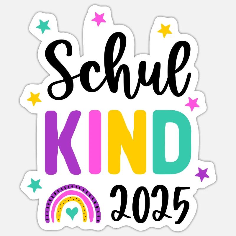 Schulkind 2025 Einschulung Regenbogen Schule Sticker Größe S (10 x 10 cm)
