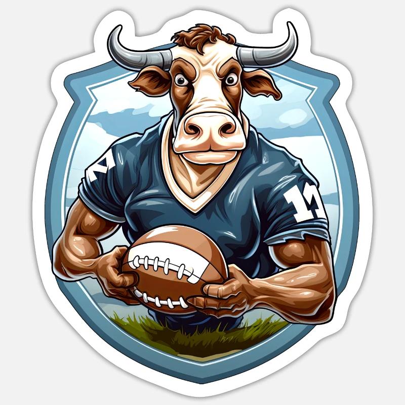 Vaches Rugby - Sticker taille S (10 x 10 cm) - blanc mat