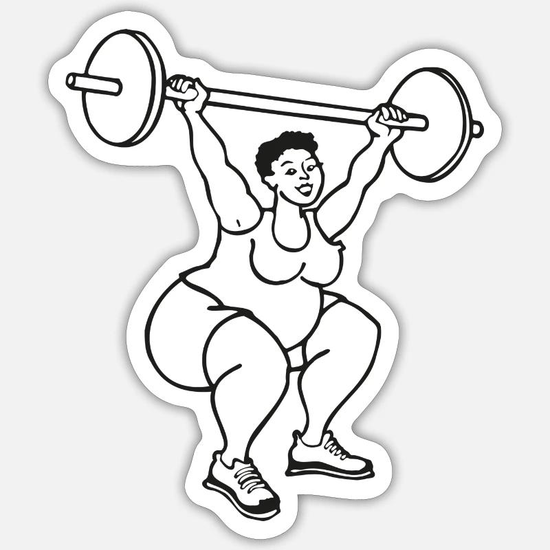 Dicke Dame beim Squat Sticker Größe S (10 x 10 cm)