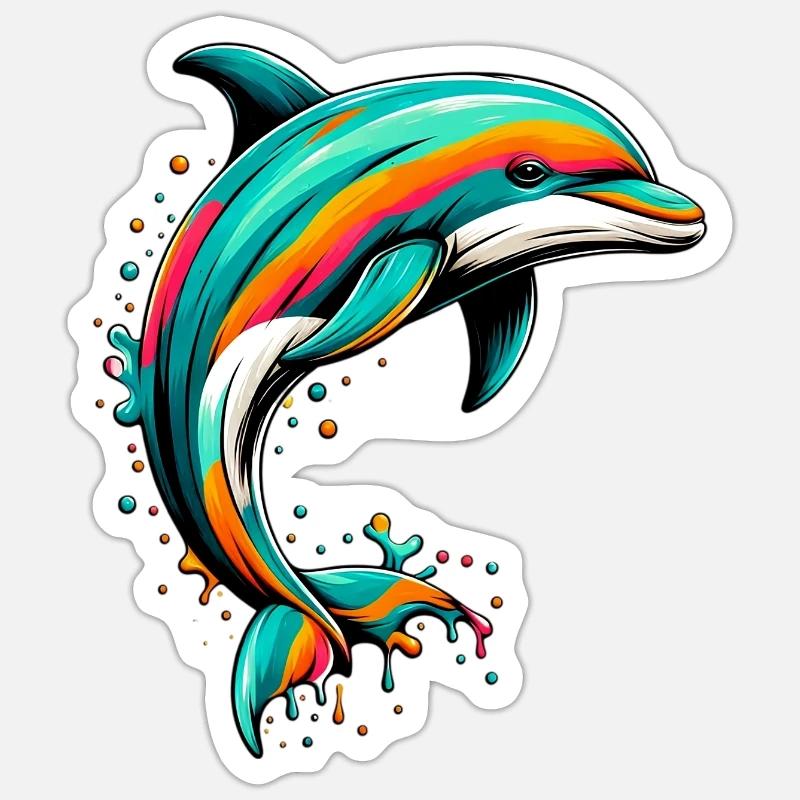 Delfin - Sticker Größe S (10 x 10 cm) - Mattweiß