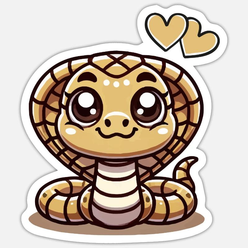 Kobra Schlange Comic - Sticker Größe S (10 x 10 cm) - Mattweiß