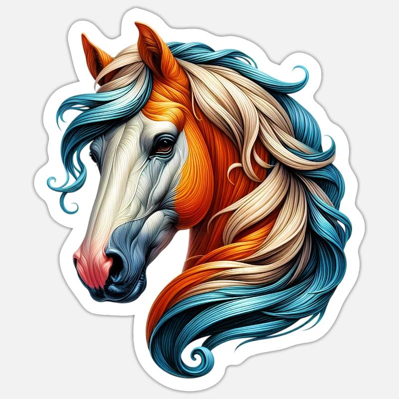 Cheval - Sticker taille S (10 x 10 cm) - blanc mat