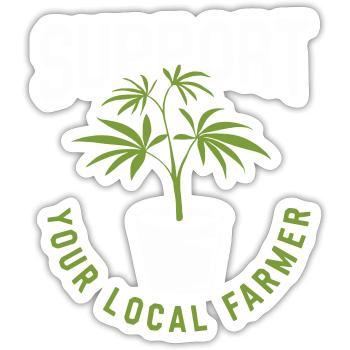 Unterstützen Sie Ihren lokalen Cannabisbauern - Sticker Größe S (10 x 10 cm) - Mattweiß - Vorne