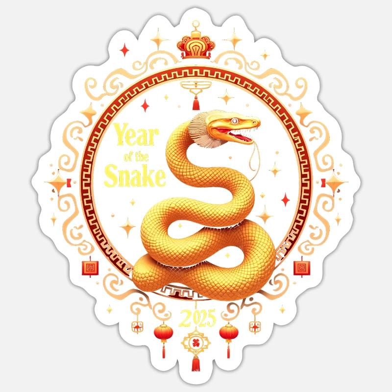 Chine heureuse - Serpent 2025 - Sticker taille S (10 x 10 cm) - blanc mat