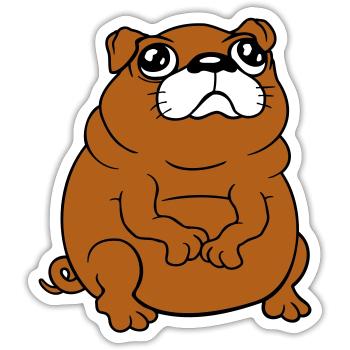 Pug dog sits small begging dick looks sad - Sticker size S (10 x 10 cm) - white matte - Front