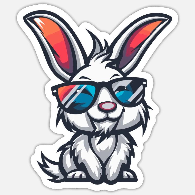 Hase Cool Comic - Sticker Größe S (10 x 10 cm) - Mattweiß