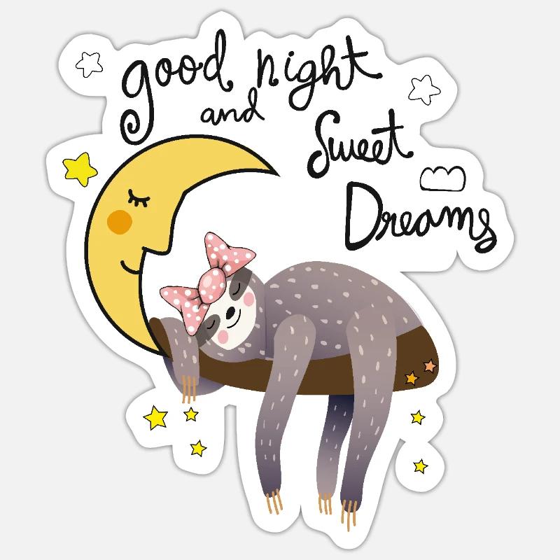Sloth with Moon - Sticker size S (10 x 10 cm) - white matte