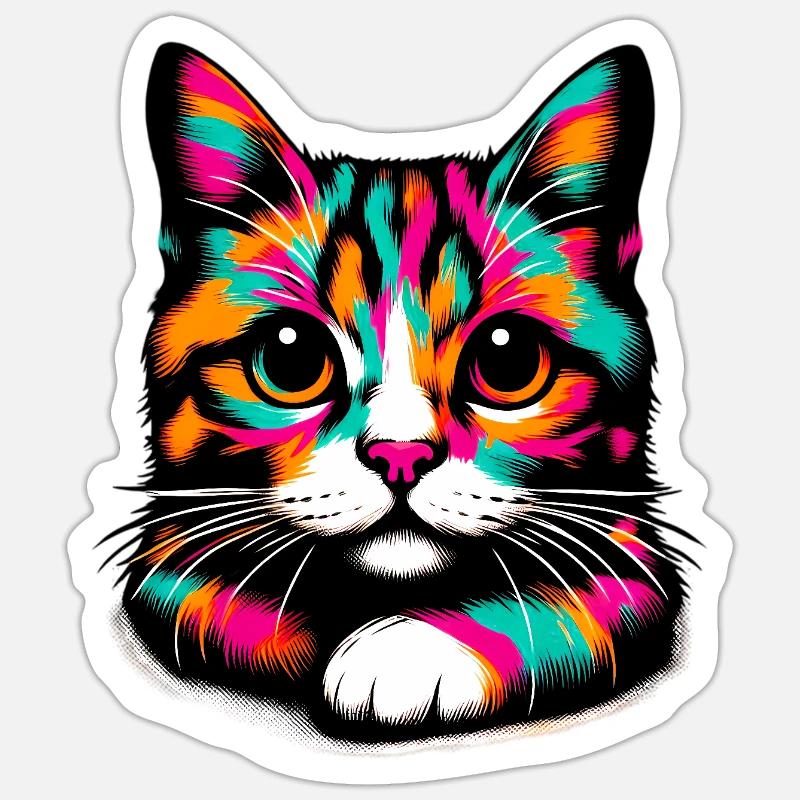 Chat - Sticker taille S (10 x 10 cm) - blanc mat