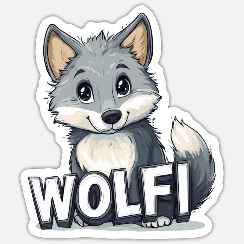 Wolfi - Dein Kosename - Sticker Größe S (10 x 10 cm) - Mattweiß