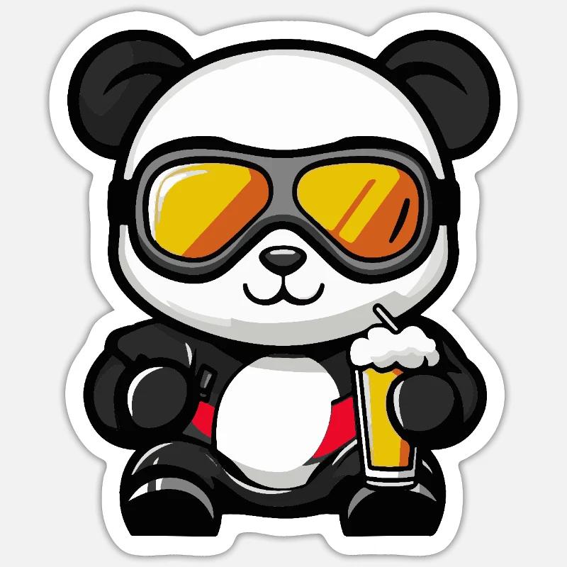 Bière d’après-ski Panda - Sticker taille S (10 x 10 cm) - blanc mat
