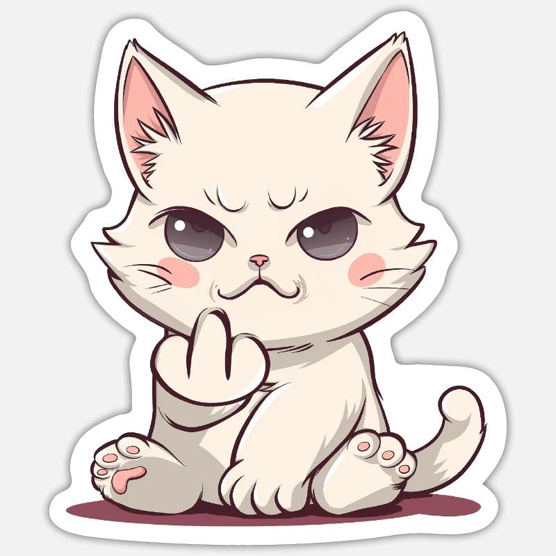 Chat avec de l’attitude Sticker taille S (10 x 10 cm)