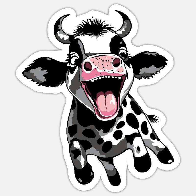 Springendes Kälbchen - Lustiges Kuh Kalb Design Sticker Größe S (10 x 10 cm)