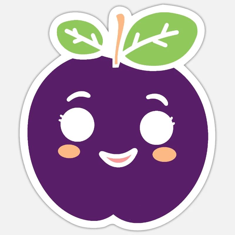 Pflaume - Sticker Größe S (10 x 10 cm) - Mattweiß