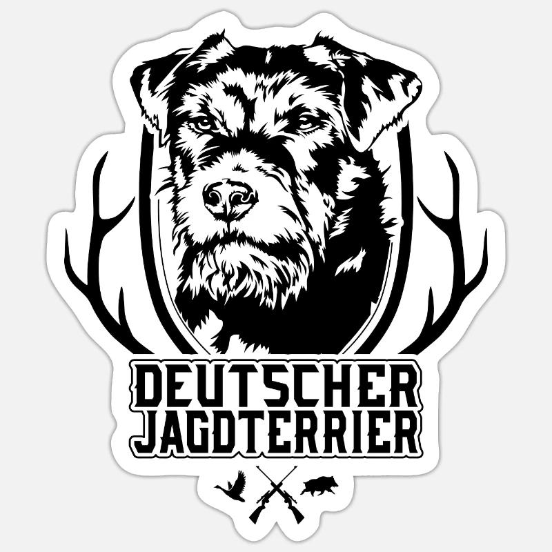 Deutscher Jagdterrier rauhaar Jagdhund Wilsigns - Sticker Größe S (10 x 10 cm) - Mattweiß