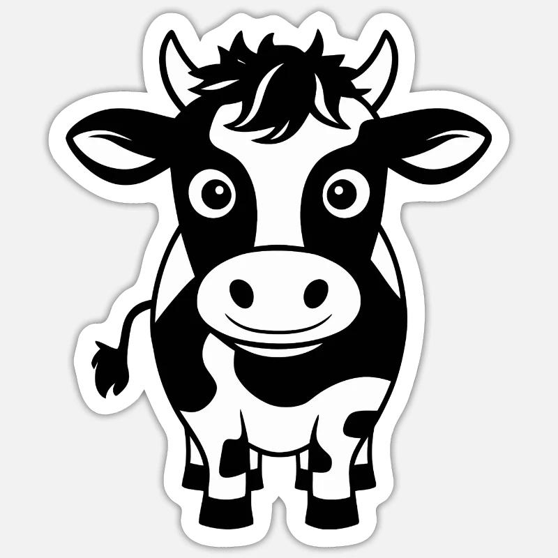 Vache heureuse - Sticker taille S (10 x 10 cm) - blanc mat