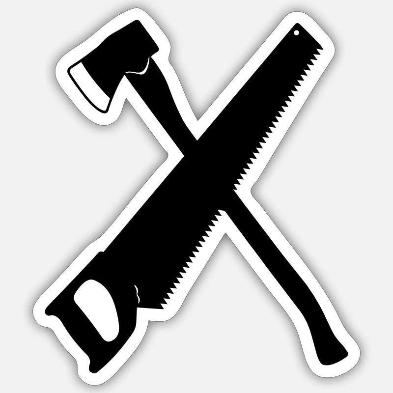 Axe and saw Sticker size S (10 x 10 cm)
