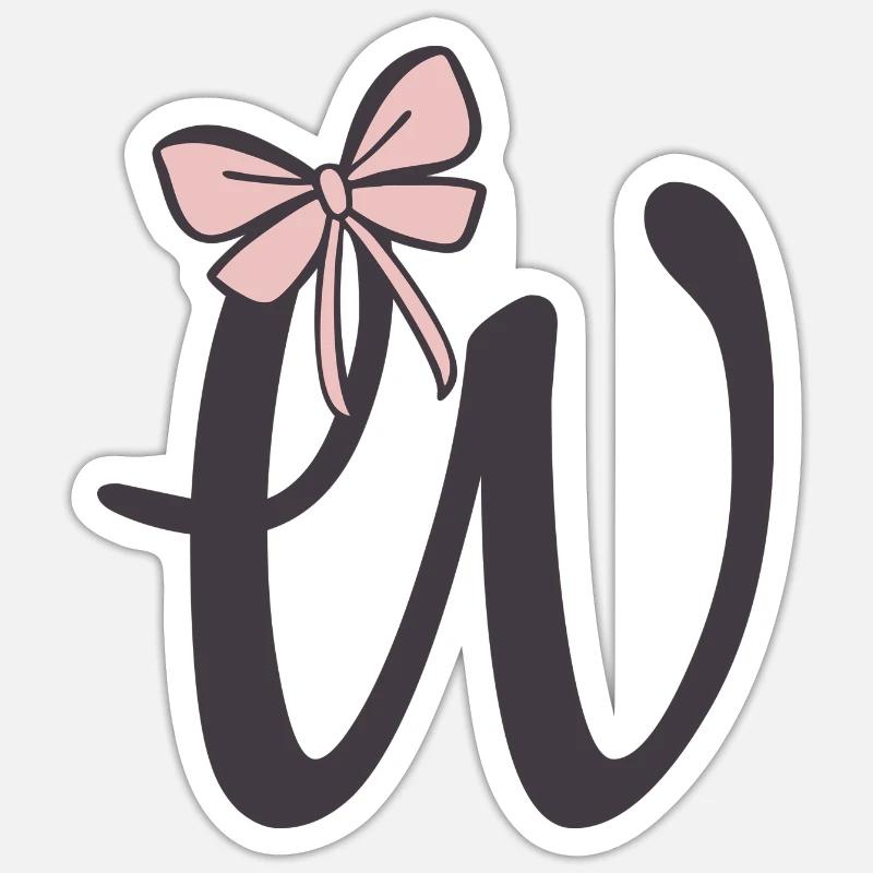 Initial letter W bow - Sticker size S (10 x 10 cm) - white matte