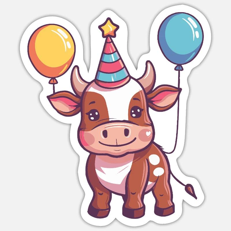 Taureau Anniversaire Bébé - Sticker taille S (10 x 10 cm) - blanc mat