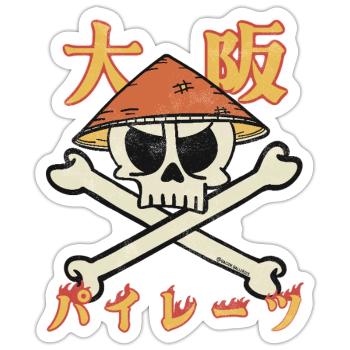 Osaka Pirates (en japonais) - Sticker taille S (10 x 10 cm) - blanc mat - Devant