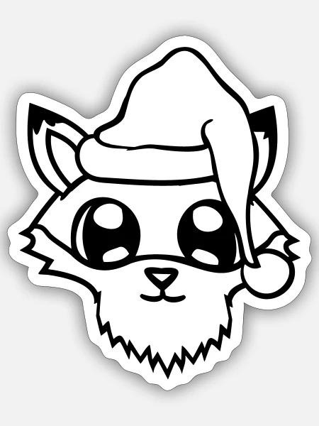 Fuchs Rotfuchs Weihnachtsmann Weihnachten Geschenk - Sticker Größe S (10 x 10 cm) - Mattweiß