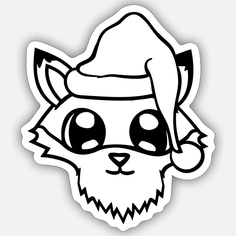 Fuchs Rotfuchs Weihnachtsmann Weihnachten Geschenk - Sticker Größe S (10 x 10 cm) - Mattweiß