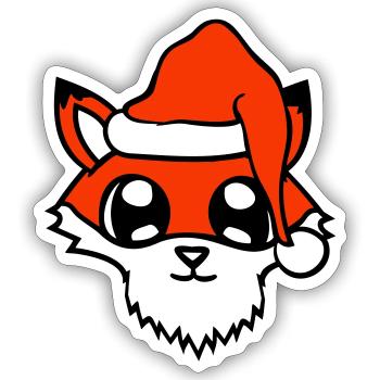 Fuchs Rotfuchs Weihnachtsmann Weihnachten Geschenk - Sticker Größe S (10 x 10 cm) - Mattweiß - Vorne
