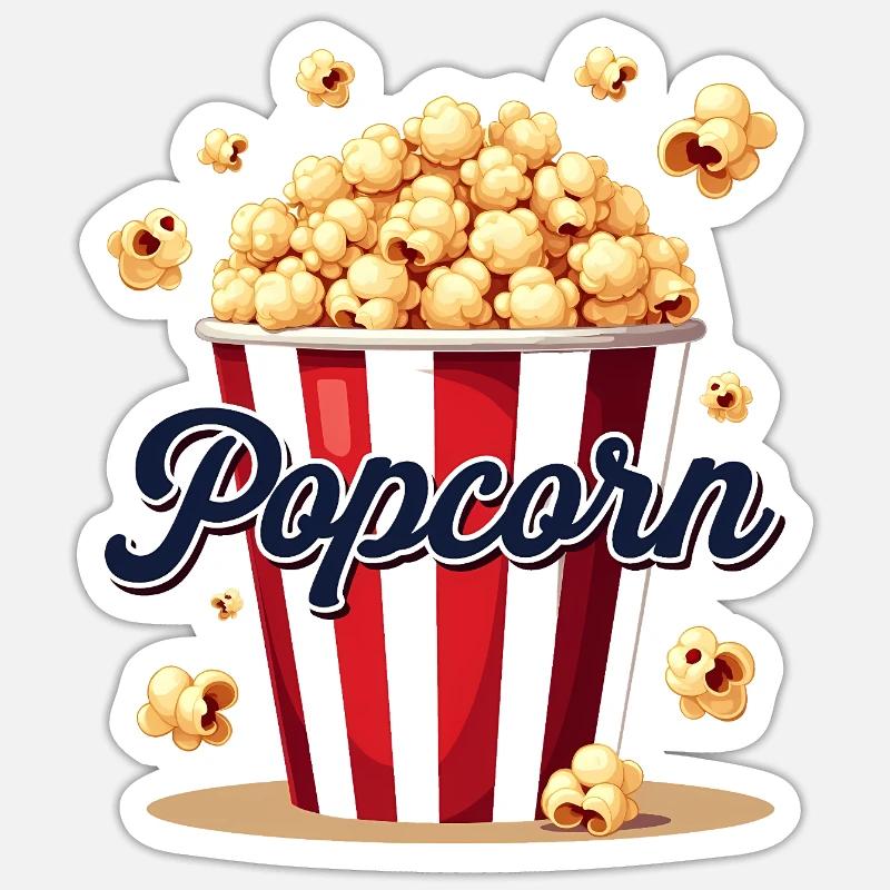Costume de carnaval - Popcorn Design - Sticker taille S (10 x 10 cm) - blanc mat