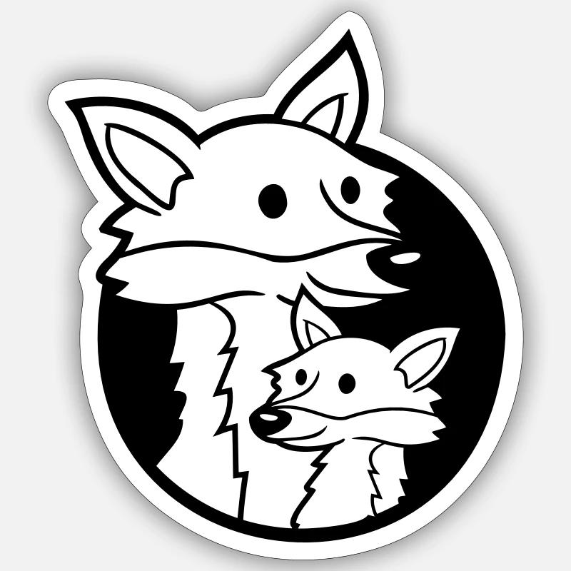 Fuchs Loch Familie Mama Kind Vater Mutter Papa Süß - Sticker Größe S (10 x 10 cm) - Mattweiß