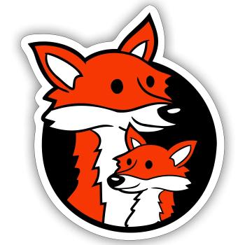 Fox Hole Family Mom Child Father Mother Dad Cute - Sticker size S (10 x 10 cm) - white matte - Front