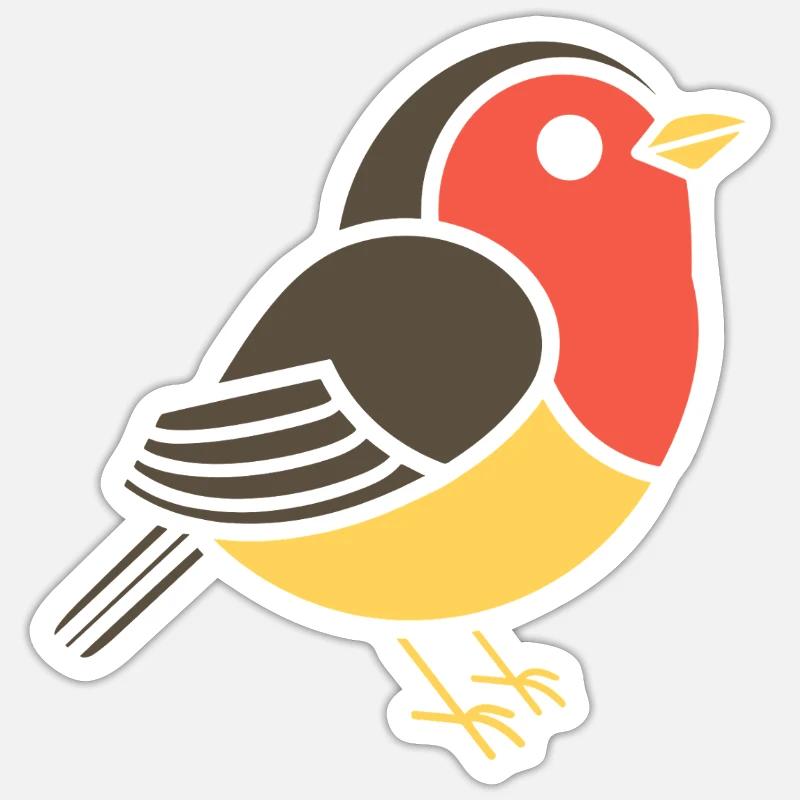 Rotkehlchen VOGEL - Sticker Größe S (10 x 10 cm) - Mattweiß
