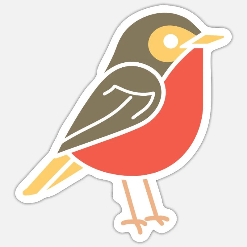 Rotkehlchen VOGEL - Sticker Größe S (10 x 10 cm) - Mattweiß