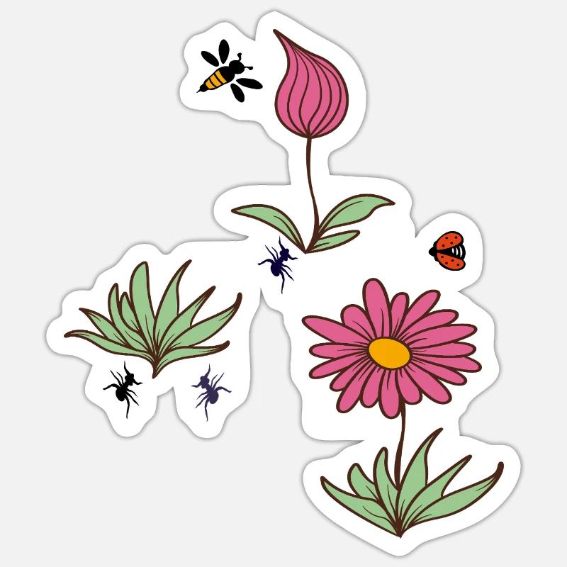 Fleur de bourgeon de plante - Sticker taille S (10 x 10 cm) - blanc mat