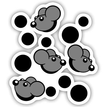 Beaucoup de souris regardant 4 trous de souris motif de trou mural - Sticker taille S (10 x 10 cm) - blanc mat - Devant