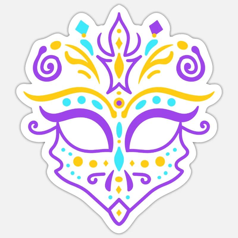 masque carnaval - Sticker taille S (10 x 10 cm) - blanc mat