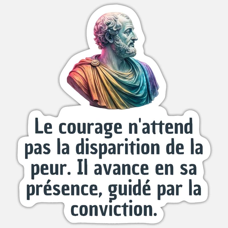 T-shirts Stoïcisme : L'inspiration à portée de soi - Sticker taille S (10 x 10 cm) - blanc mat