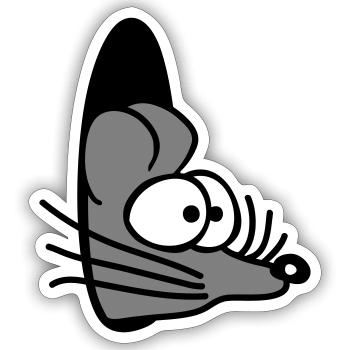 Maus Wand Loch Mauseloch Guckt Süß Lustig Comic - Sticker Größe S (10 x 10 cm) - Mattweiß - Vorne