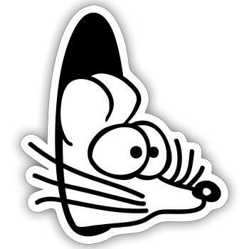 Maus Wand Loch Mauseloch Guckt Süß Lustig Comic - Sticker Größe S (10 x 10 cm) - Mattweiß - Vorne