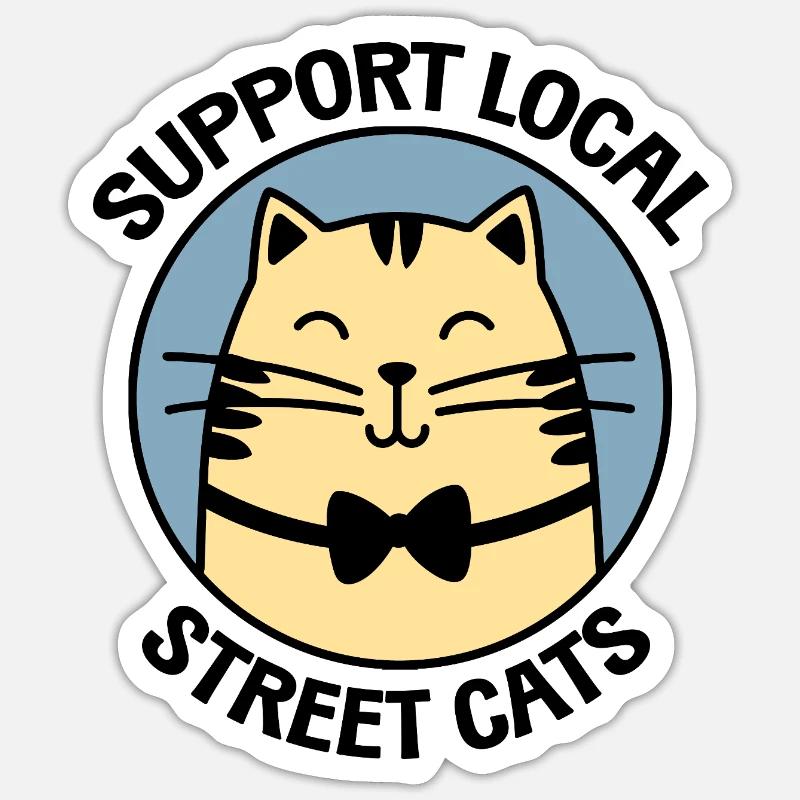 Chat noeud papillon chic - Chat de dessin animé élégant Sticker taille S (10 x 10 cm)