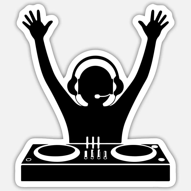 DJ Platines Soirée Sticker taille S (10 x 10 cm)