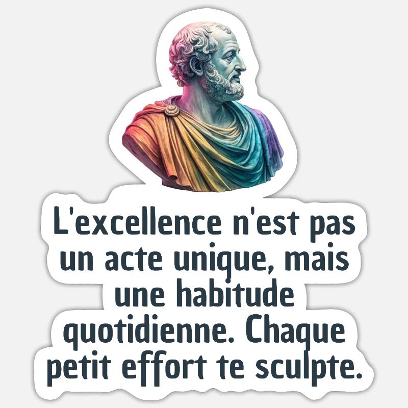 T-shirts Stoïcisme : L'inspiration à portée de soi - Sticker taille S (10 x 10 cm) - blanc mat
