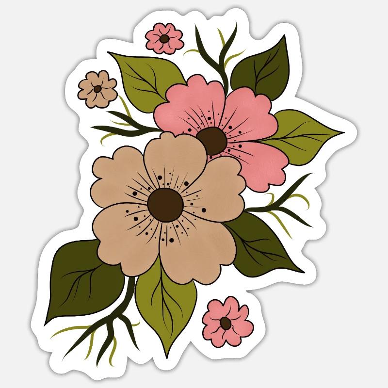 Fleur florale - Sticker taille S (10 x 10 cm) - blanc mat