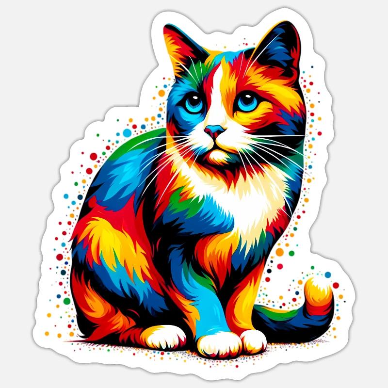 Katze - Sticker Größe S (10 x 10 cm) - Mattweiß