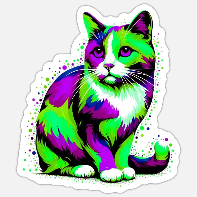 Katze - Sticker Größe S (10 x 10 cm) - Mattweiß