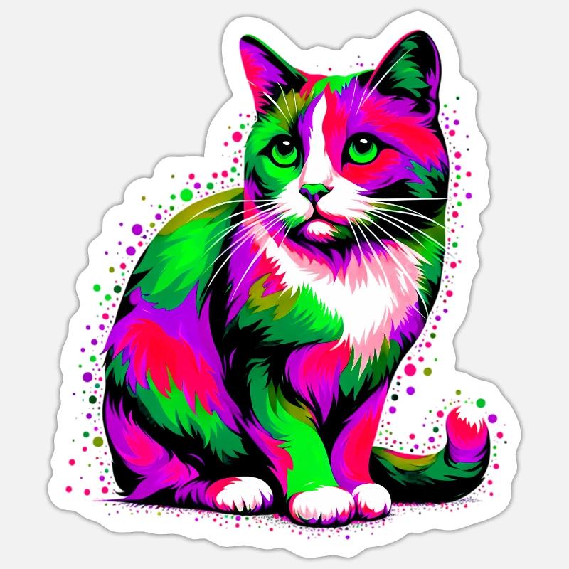 Chat - Sticker taille S (10 x 10 cm) - blanc mat