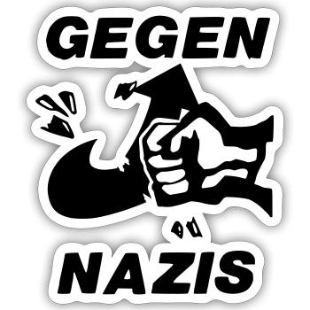 Gegen Nazis - Sticker Größe S (10 x 10 cm) - Mattweiß - Vorne