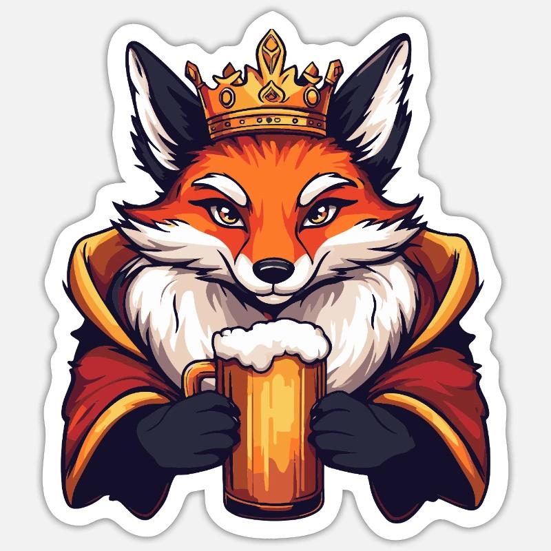 Fox Bière Drôle - Sticker taille S (10 x 10 cm) - blanc mat