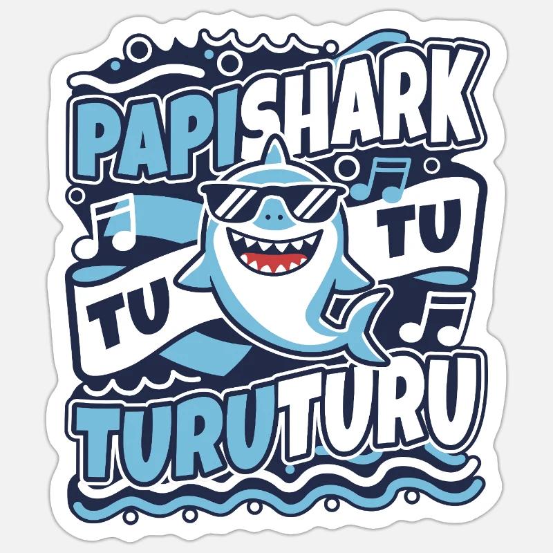 Daddy Shark - Sticker size S (10 x 10 cm) - white matte