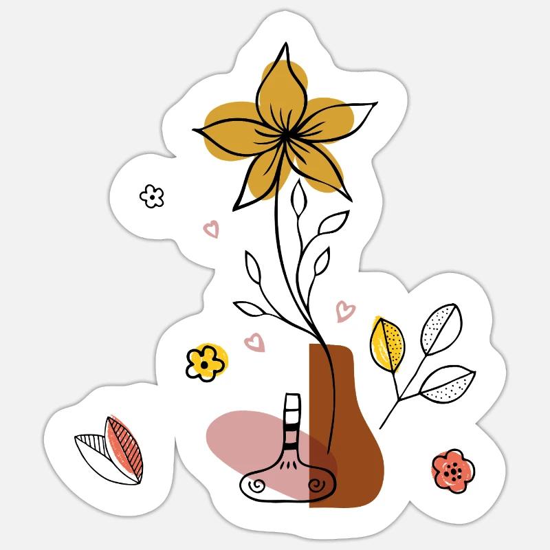 Vase à fleurs - Sticker taille S (10 x 10 cm) - blanc mat