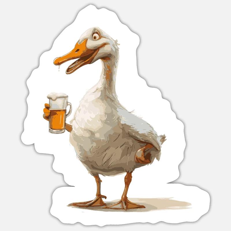 Gans Bier Lustig - Sticker Größe S (10 x 10 cm) - Mattweiß